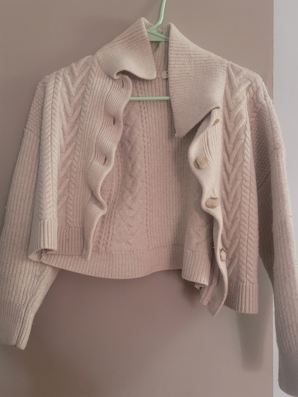 Babaton Soft Cream Cable Cardigan with Buttons